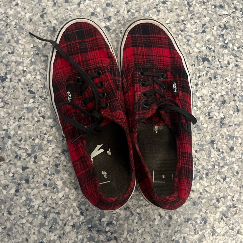 Vans Black and Red plaid Sneakers